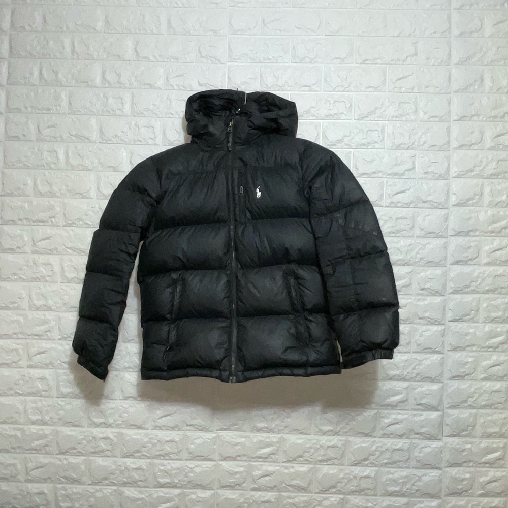 Polo Ralph Lauren Performance Down‎ Puffer Jacket Black Youth L 14-16 Hooded